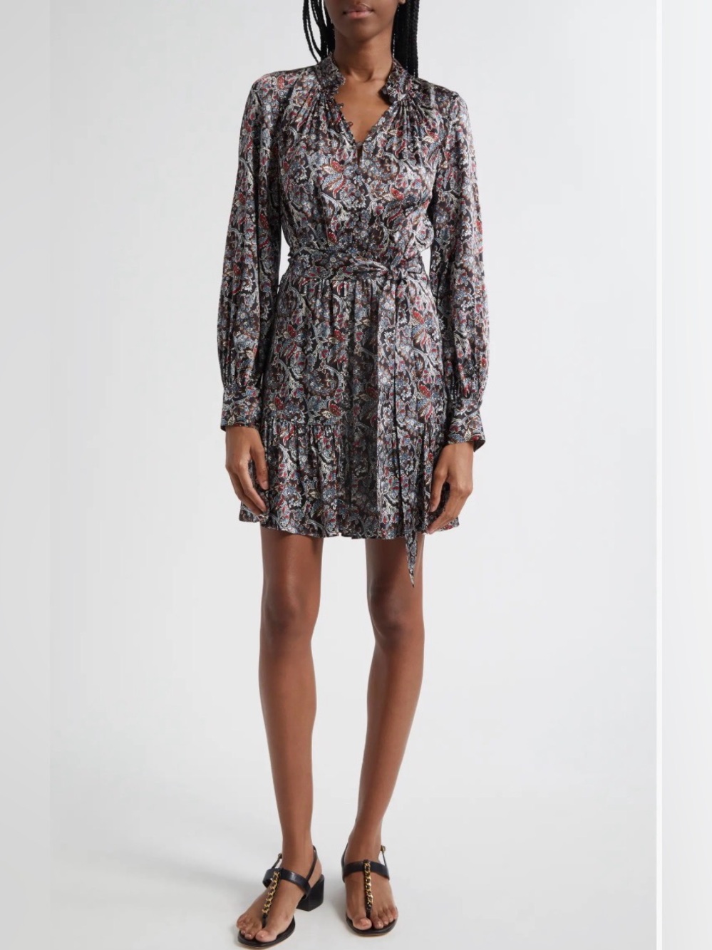 NWT Veronica Beard Zoella Silk Blend Paisley Minidress Black Multi Size 8